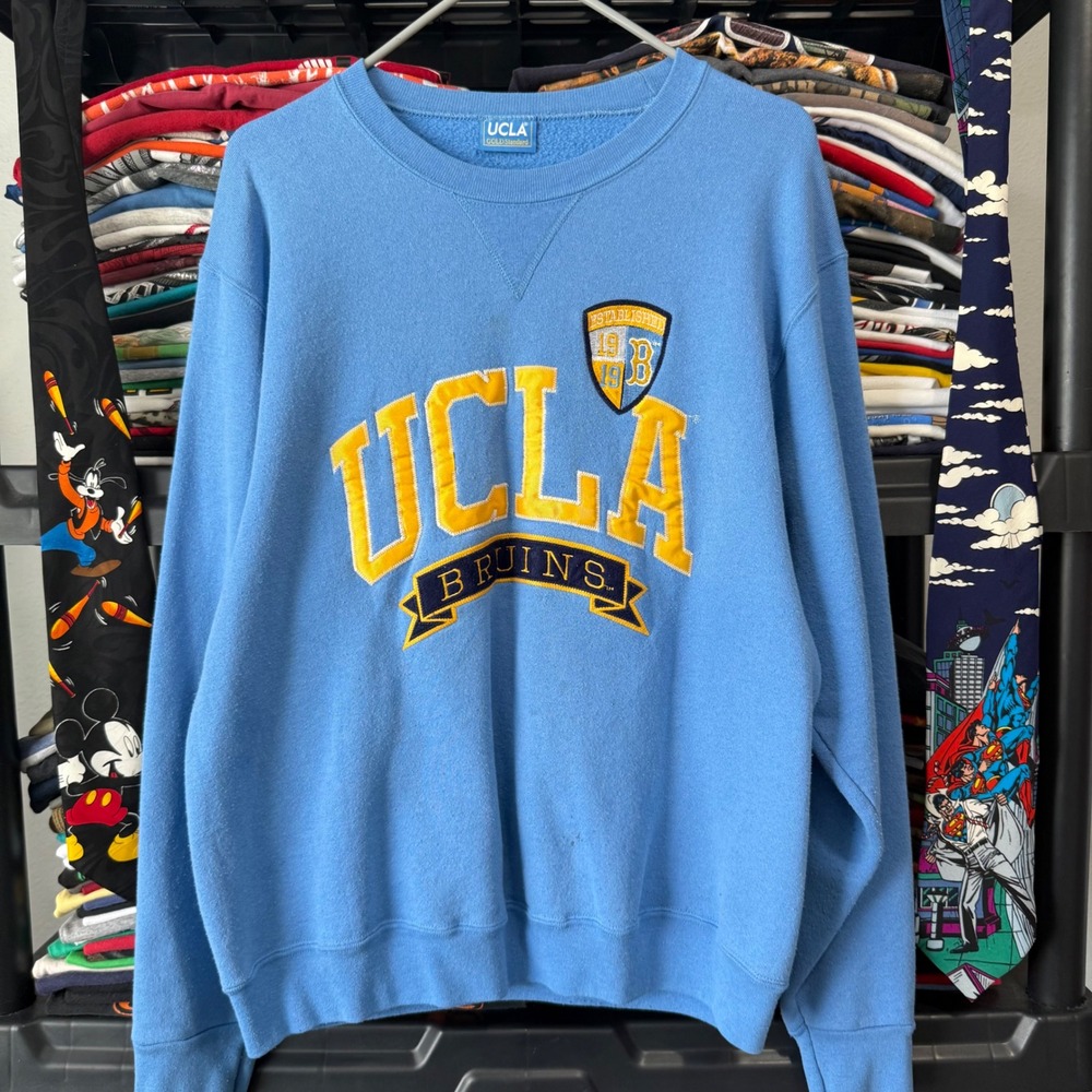Y2K Blue UCLA Bruins Embroidered Crewneck Sweatshirt Large Light Marks
